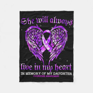 In Memory Of My Daughter Overdose Awareness Angel Fleece Blanket