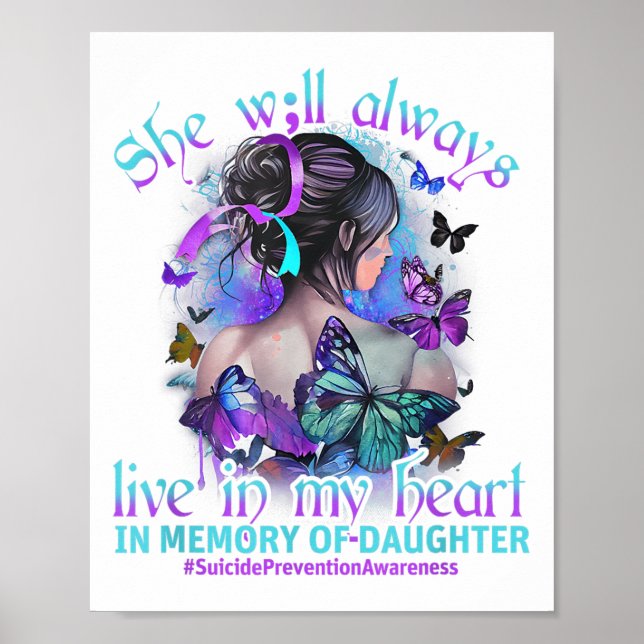In Memory Of My Daughter Suicide Prevention Awaren Poster (Front)