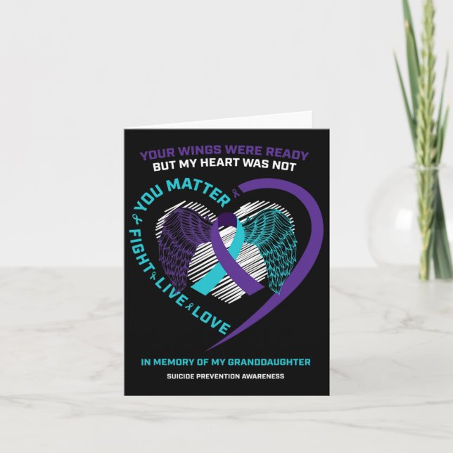 In Memory Of My Granddaughter Suicide Prevention A Card (Front)