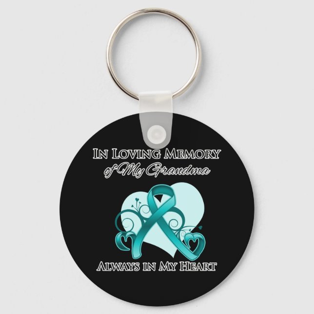 In Memory of My Grandma - Ovarian Cancer Key Ring (Front)