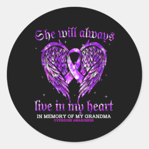 In Memory Of My Grandma Overdose Awareness Angel W Classic Round Sticker