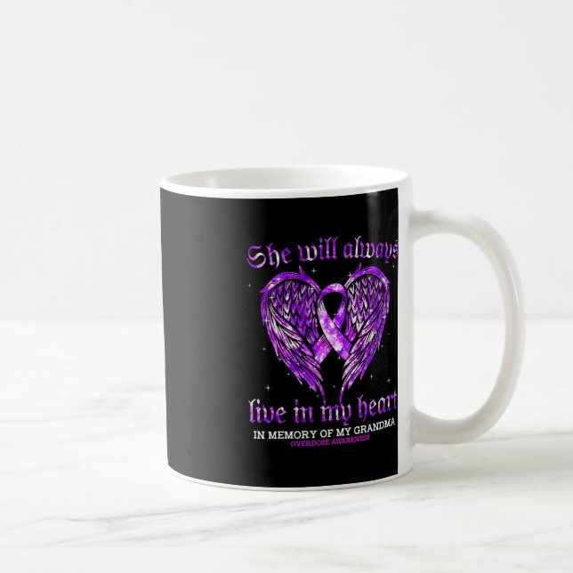 In Memory Of My Grandma Overdose Awareness Angel W Coffee Mug (Right)