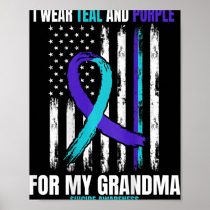 In Memory Of My Grandma Suicide Awareness Flag Bac Poster