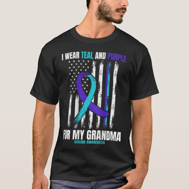 In Memory Of My Grandma Suicide Awareness Flag Ck  T-Shirt (Front)