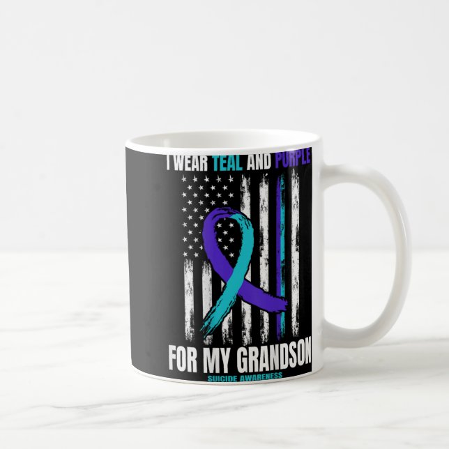 In Memory Of My Grandson Suicide Awareness Flag Ba Coffee Mug (Right)