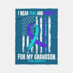 In Memory Of My Grandson Suicide Awareness Flag Ba Fleece Blanket