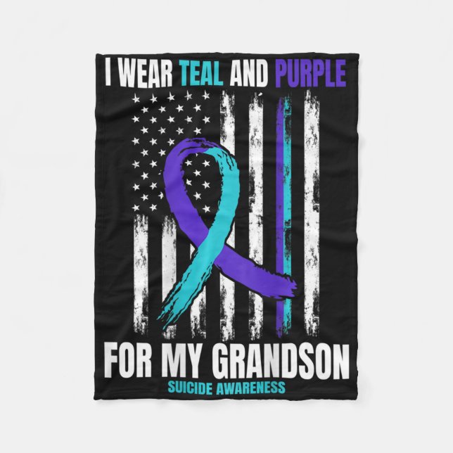 In Memory Of My Grandson Suicide Awareness Flag Ba Fleece Blanket (Front)