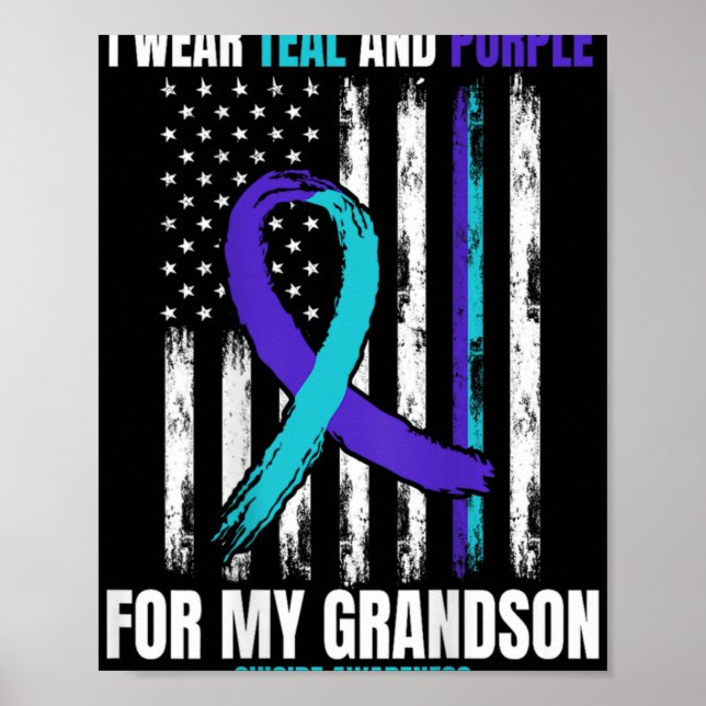 In Memory Of My Grandson Suicide Awareness Flag Ba Poster (Front)