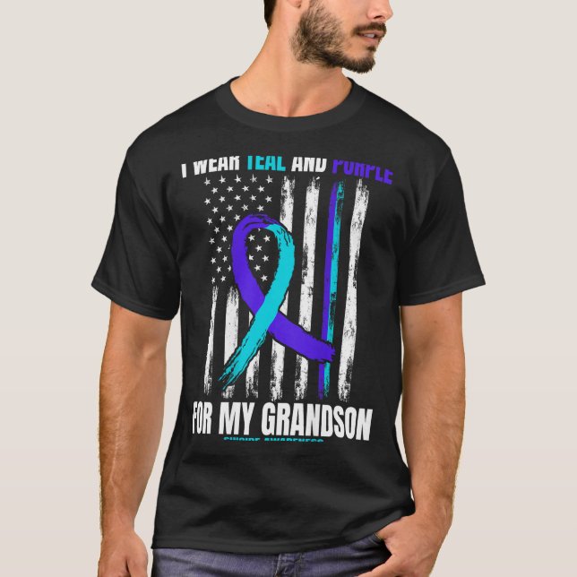 In Memory Of My Grandson Suicide Awareness Flag Ba T-Shirt (Front)