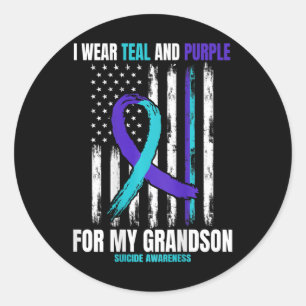 In Memory Of My Grandson Suicide Awareness Flag By Classic Round Sticker
