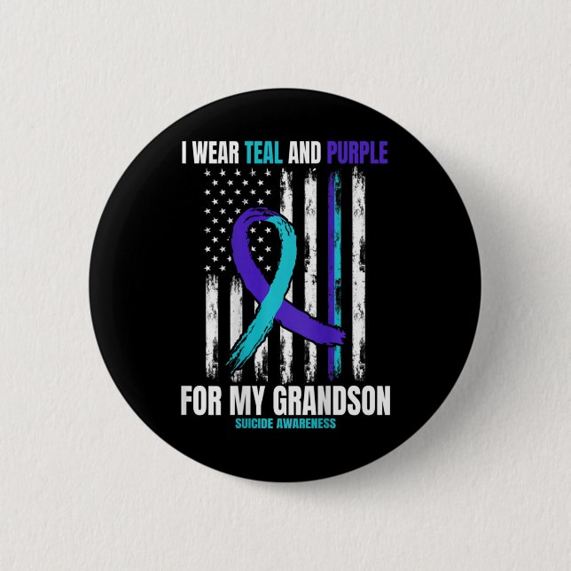 In Memory Of My Grandson Suicide Awareness Flag Ck 6 Cm Round Badge (Front)