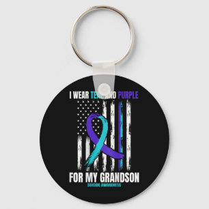 In Memory Of My Grandson Suicide Awareness Flag Ck Key Ring