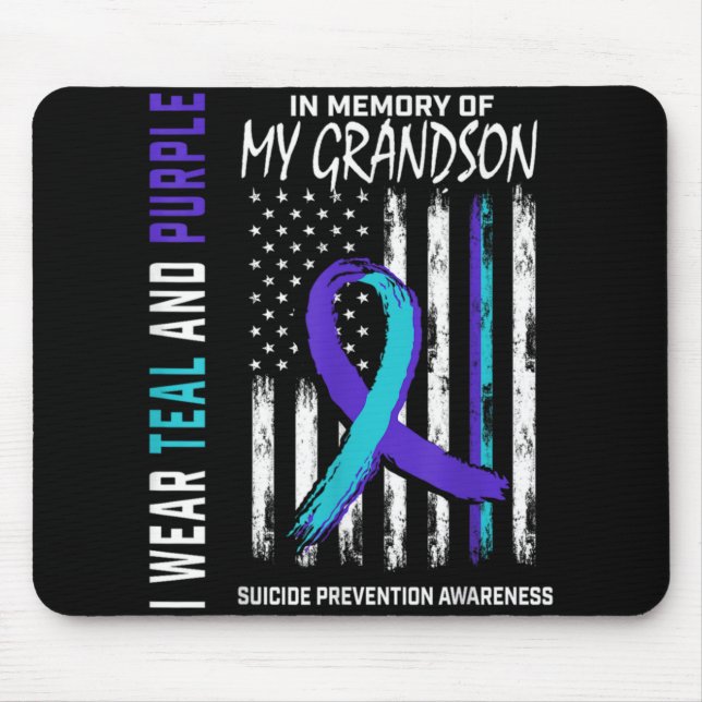 In Memory Of My Grandson Suicide Awareness Prevent Mouse Mat (Front)