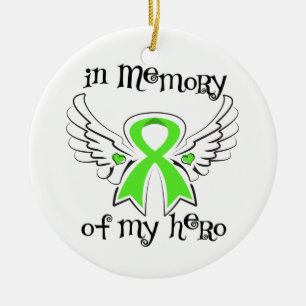 In Memory of My Hero Angel  Non-Hodgkin's Lymphoma Ceramic Tree Decoration