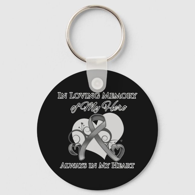 In Memory of My Hero - Brain Cancer Key Ring (Front)
