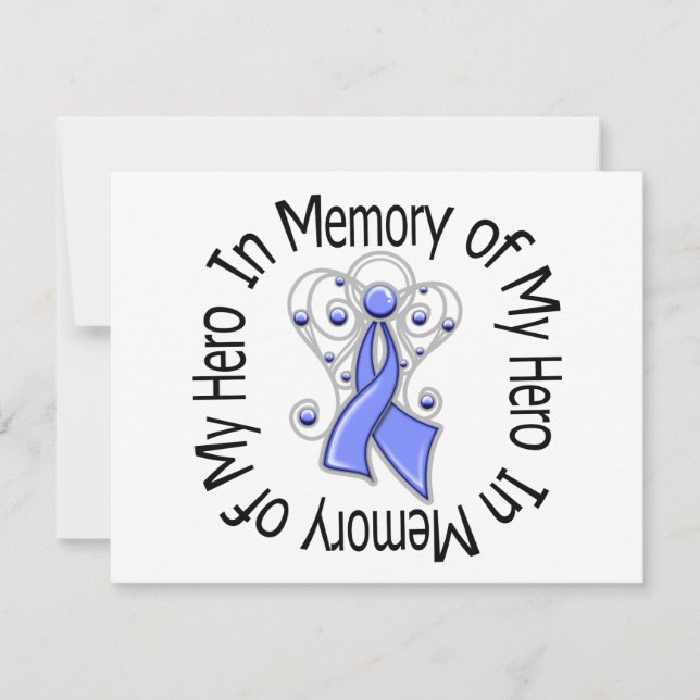 In Memory of My Hero Oesophageal Cancer Angel Wing Invitation (Front)