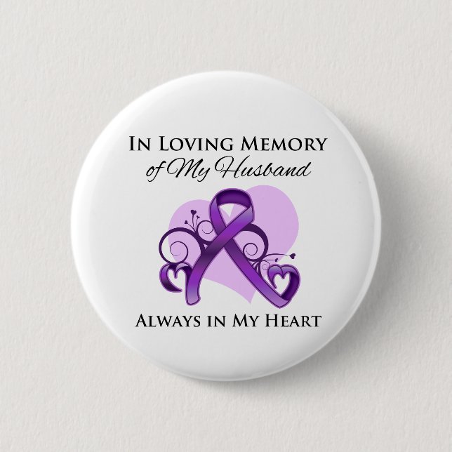 In Memory of My Husband - Pancreatic Cancer 6 Cm Round Badge (Front)
