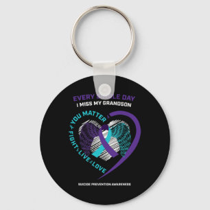 In Memory Of My Loving Grandson Suicide Prevention Key Ring