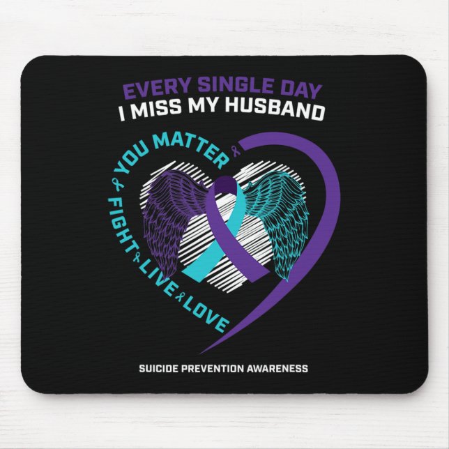 In Memory Of My Loving Husband Suicide Prevention  Mouse Mat (Front)