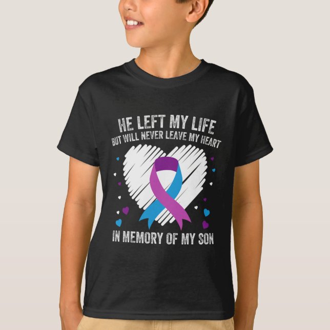 In Memory of My Loving Son Suicide Prevention Awar T-Shirt (Front)