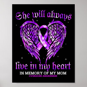 In Memory Of My Mum Overdose Awareness Angel Wing  Poster