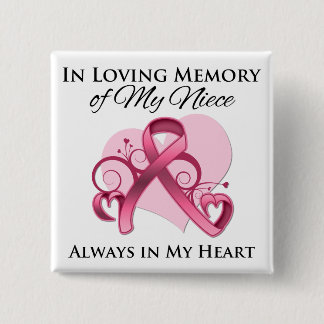 In Memory of My Niece - Breast Cancer 15 Cm Square Badge