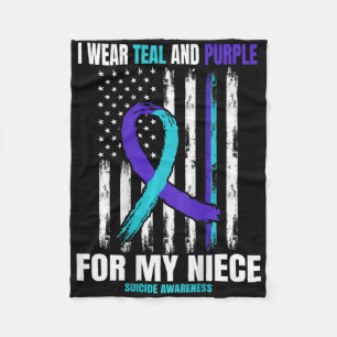 In Memory Of My Niece Suicide Awareness Usa Flag B Fleece Blanket