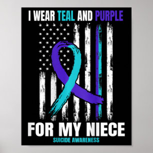 In Memory Of My Niece Suicide Awareness Usa Flag B Poster