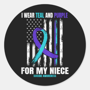 In Memory Of My Niece Suicide Awareness Usa Flag C Classic Round Sticker