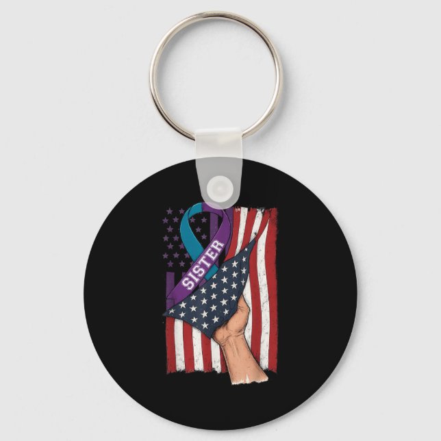 In Memory Of My Sister Suicide Prevention Awarenes Key Ring (Front)