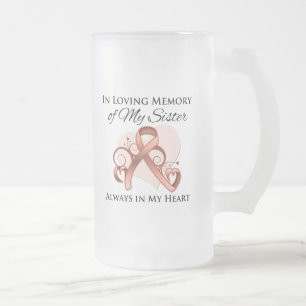 In Memory of My Sister - Uterine Cancer Frosted Glass Beer Mug