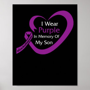 In Memory Of My Son Overdose Awareness Heart Ribbo Poster