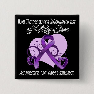 In Memory of My Son - Pancreatic Cancer 15 Cm Square Badge