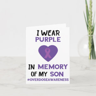In Memory Of My Son Purple Ribbon Overdose Awarene Card