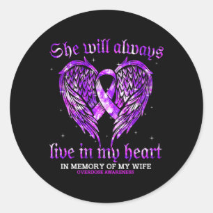 In Memory Of My Wife Overdose Awareness Angel Wing Classic Round Sticker