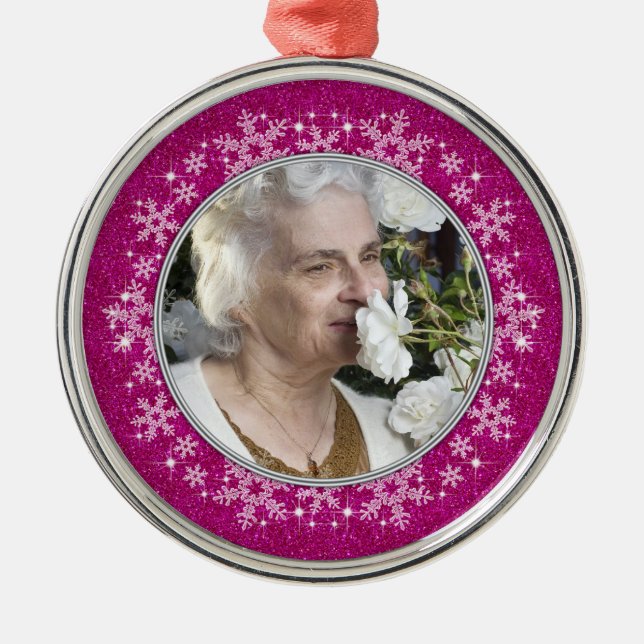 In Memory Of Ornament - Pink Snowflakes (Front)