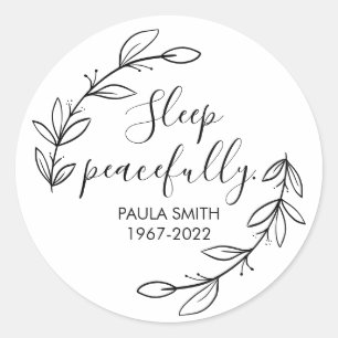 In Memory Of Sleep Peacefully Elegant Floral Class Classic Round Sticker