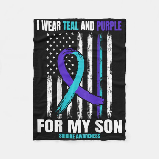 In Memory Of Son Suicide Awareness Flag Back Print Fleece Blanket (Front)