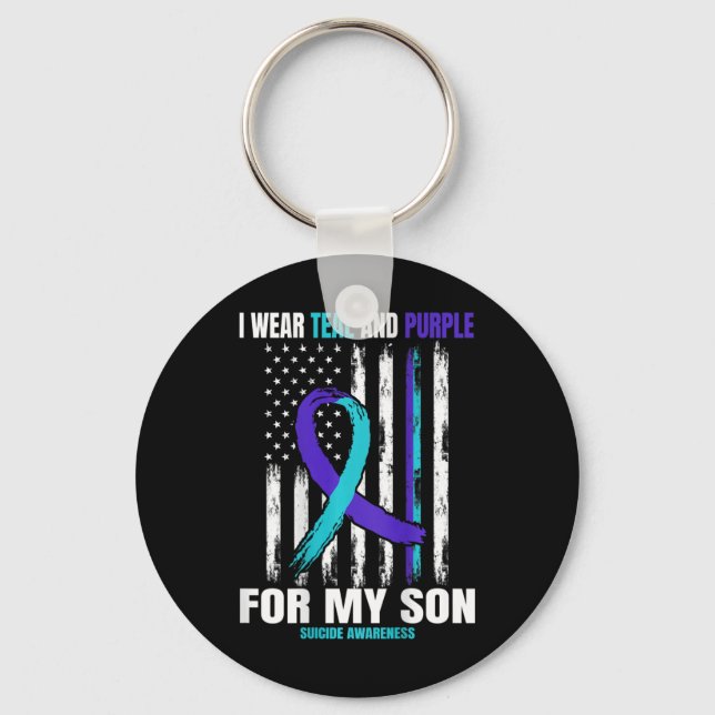 In Memory Of Son Suicide Awareness Flag Ck Print G Key Ring (Front)