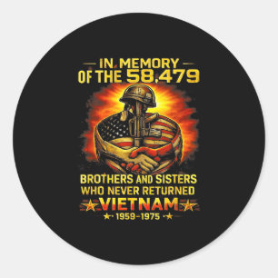 In memory of the 58479 brothers sisters vietnam classic round sticker