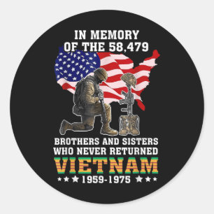 In Memory Of The 58479 Vietnam Veteran Stand For U Classic Round Sticker