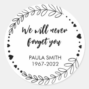 In Memory Of. We will never forget you Classic Rou Classic Round Sticker