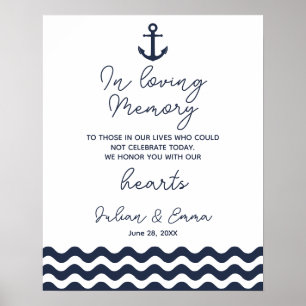 In memory remembrance nautical wedding anchor sign