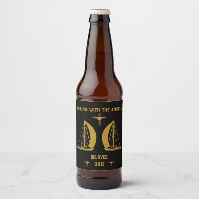 In Memory Sailer Boater Funeral Beer Bottle Label (Front)