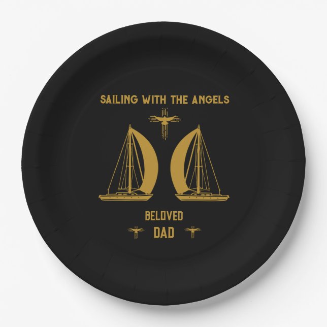 In Memory Sailer Boater Funeral Paper Plate (Front)