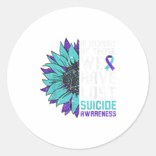 In Memory Suicide Awareness, Prevention Sunflower Classic Round Sticker