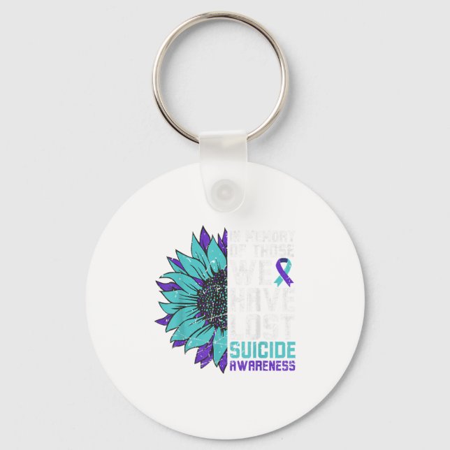 In Memory Suicide Awareness, Prevention Sunflower  Key Ring (Front)