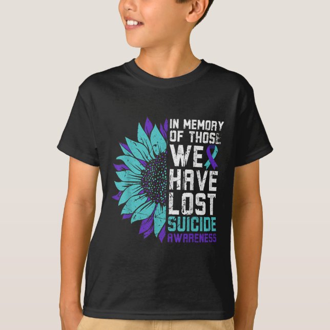 In Memory Suicide Awareness, Prevention Sunflower  T-Shirt (Front)