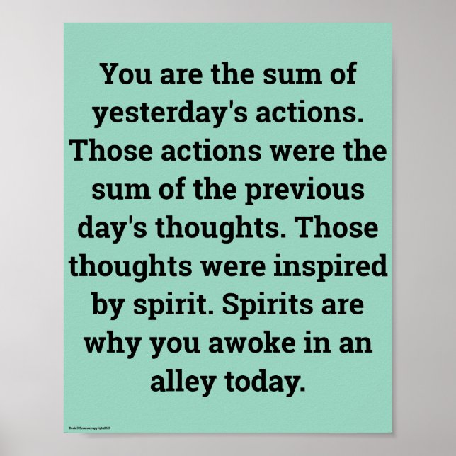 "In moderation", funny, humor, joke Poster (Front)