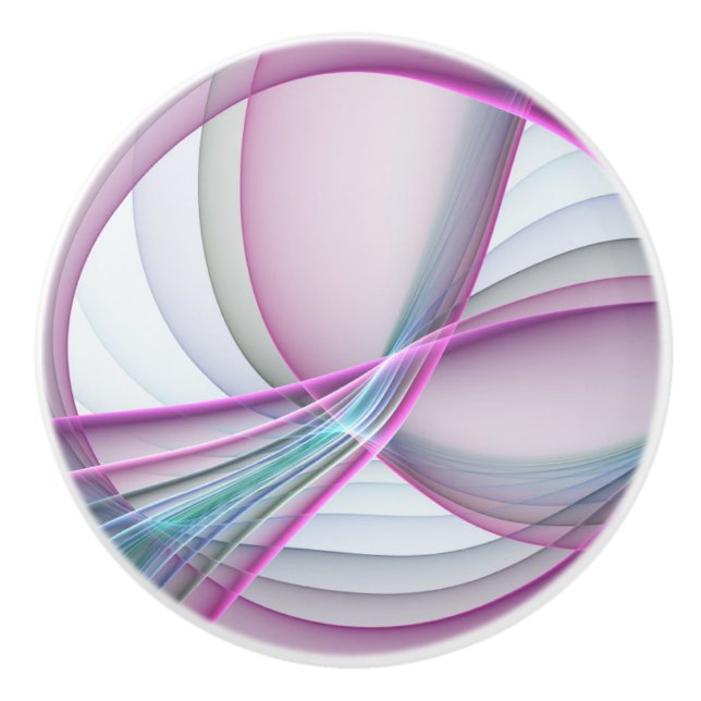 In Motion, Modern Abstract Colourful Fractal Art Ceramic Knob (Front)
